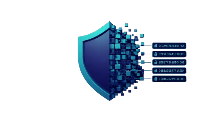 Data turning into anonymous tokens behind a shield